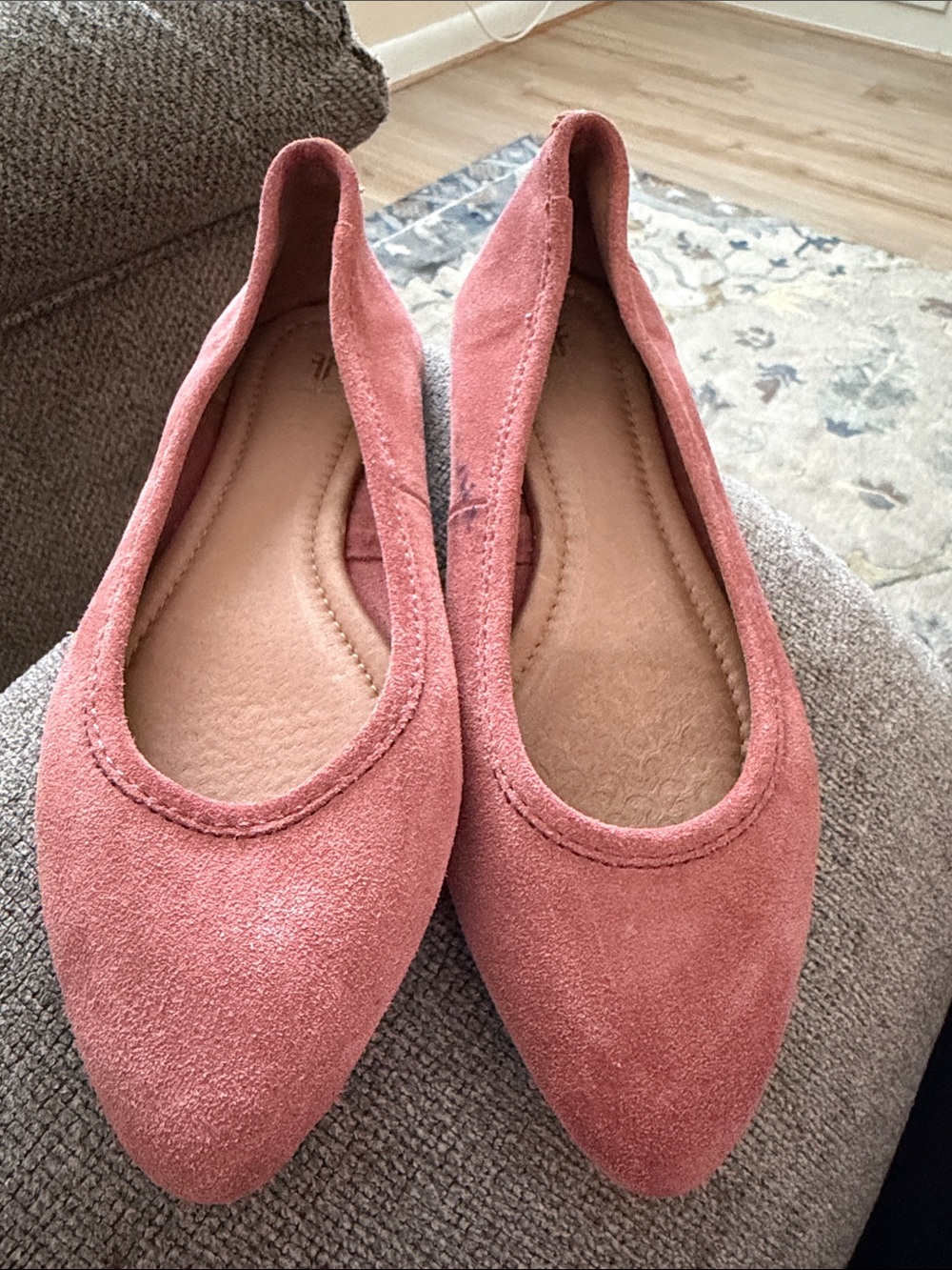 Frye Suede Pointed Toe Ballet Flats - Pink